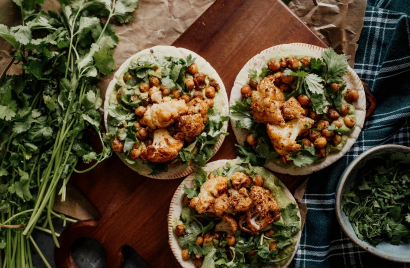Colourful plant-based ingredients on a kitchen counter